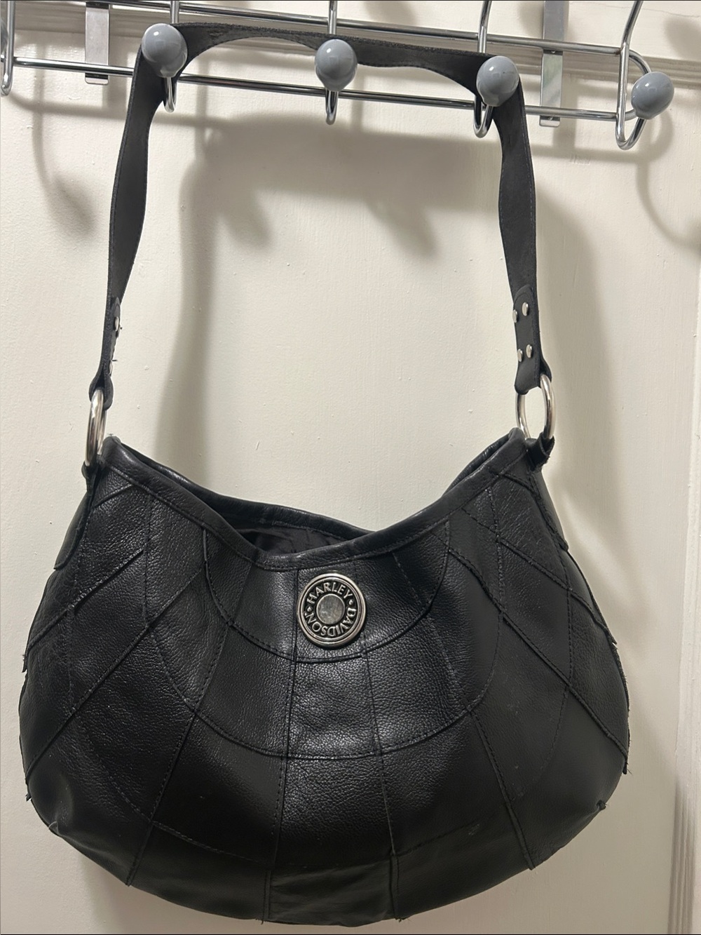 Harley-Davidson Black QuiltedVintage  Leather Hobo with Branded Accent